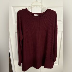 Zenana Burgundy Knitted Sweater, Size 2X